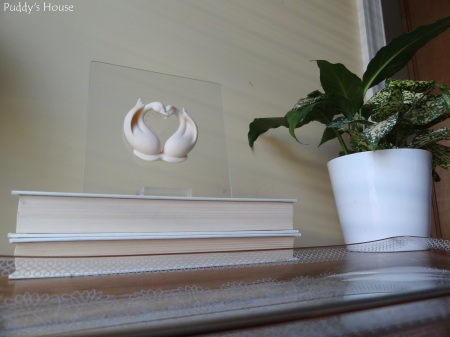 Nightstand - Vignette-glass tray-two hearts-books-plant